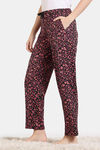 Zivame Floral Tales Knit Poly Pyjama - Jet Black — thumbnail 3
